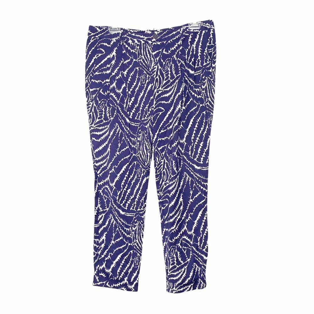 ❌SOLD❌ Lilly Pulitzer Women’s Peggy Zebra Print Blue White Pants Size 4 - Picture 3 of 12